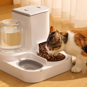 日本进口MUJIE猫碗狗碗猫食盆猫咪猫粮自动喂食器饮水一体宠物碗