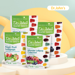 美国drjohns约翰博士棒棒糖木糖醇0添加蔗糖儿童水果糖果零食硬糖