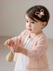 巴拉巴柆儿童针织开衫外套童装纯棉春季薄款女童女宝宝婴儿毛衣春