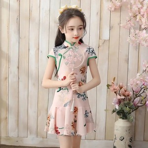 品牌女童连衣裙夏季中国风旗袍连衣裙薄款儿童唐装改良洋气古装裙