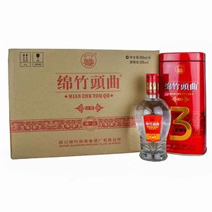 剑南春酒厂 绵竹头曲精品3号红铁盒52度500ml*6瓶整箱 浓香型白酒