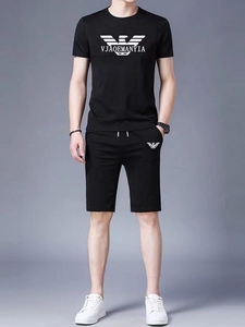 新款阿玛尼男士休闲运动套装短袖短裤夏季2024潮流男装两件套EA7