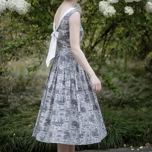 【老裁缝定制】黑白色的赫本1950's vintage古着复古连衣裙古董裙