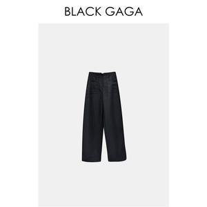 咿七吖BLACKGAGA天然氧吧裤小众设计款麻裤时尚休闲百搭