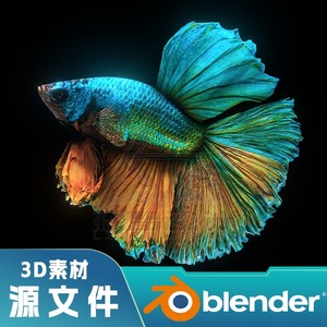 卡通写实金鱼孔雀鱼类模型blender源文件3D素材带贴图动画已绑定