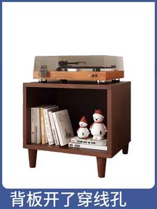 实木立式唱机柜客厅卧室收纳柜黑胶唱片收藏柜音箱底座胡桃色白色