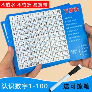 百数板小学生蒙氏数学百数表百数卡片99九九乘法口诀表学习卡儿童益智玩具早教启蒙1到100认知卡片一年级教具