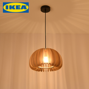 IKEA宜家餐厅吊灯实木北欧诧寂风卧室灯日式南瓜民宿茶室吧台餐饮
