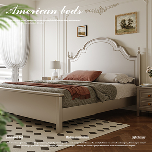美克银 法式实木轻奢床现代简约美式床1.8米双人床主卧室储物婚床