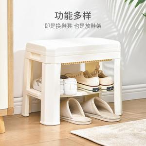 日本家用换鞋凳多功能鞋架塑料凳简约现代可拆卸便携式坐凳储物凳