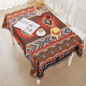 民族风桌布波西米亚长方形餐桌书桌茶几针织布蕾丝防尘装饰布置