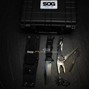 SOG索格E37Mini海豹直刀+迅猛龙多用工具钳+防水箱组合作战套装