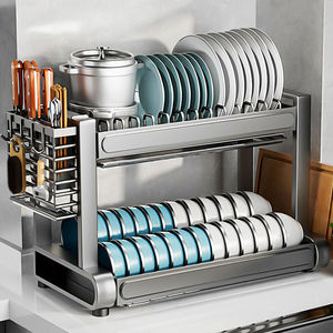 厨房放碗和盘子的架子碗碟套装家用收纳带盖极窄高端沥水碗架倒扣