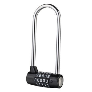 稳斯坦5位大号数字黑色密码挂锁健身房房间门柜U型锁背包自行车工