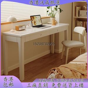 【香港包郵】北欧白色实木书桌简约家用学生写字桌卧室长条办公简