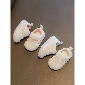巴拉巴柆春秋季运动鞋宝宝学步鞋软底小白鞋室内婴儿鞋子1一2岁女