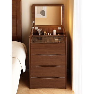斗柜梳妆台一体小户型化妆镜桌子卧室现代简约实木翻盖两用床头柜