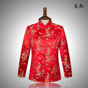 中式丝绸棉袄新款秋冬女士龙凤唐装盘扣立领绸缎长袖外套棉衣棉服