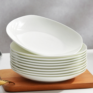 纯白骨瓷西餐盘子牛排盘子家用菜盘方盘网红碟子平盘陶瓷西式餐具