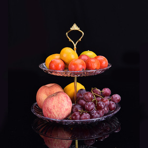 高级干果盘精致两层水果盘 创意透明下午茶点心架子 糕点蛋糕托盘