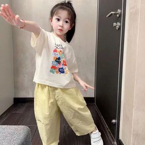 韩系巴拉巴拉木木屋女童夏季套装新款儿童裤子短袖印花上衣女宝宝