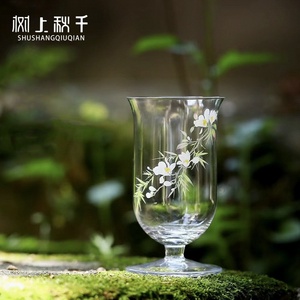 春归水晶创意绿茶杯专用茶杯玻璃杯水杯个人高脚泡茶杯耐高温茶杯