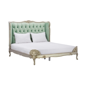 美克美家维也纳一米八床床头柜法式洛可可艺术卧室床淡绿色双人床
