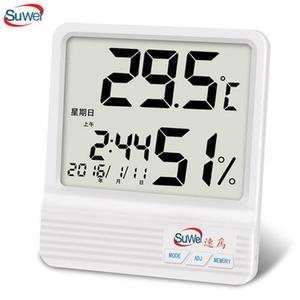 速为(SWEVY)温湿度计办公室温湿度时间表电子温度计湿度测量仪SW1