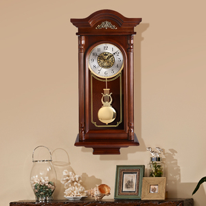 欧式复古钟表挂钟客厅家用高端奢华实木摆钟音乐报时时钟丽声机芯