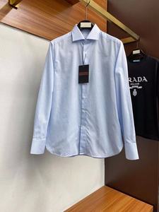 海外代ZEGNA/杰尼亚2024春季男士纯色商务高级感时尚休闲长袖衬衫