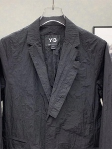 Y-3 22SS山本耀司暗黑y3系褶皱设计多口袋男女薄款休闲西服外套潮