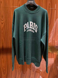 Balenciaga/巴黎世家 fw 城市限定paris 绿色/黑色 毛衣针织衫
