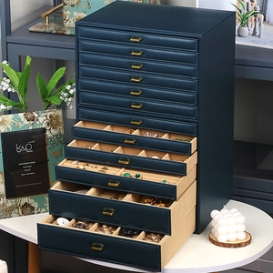 十二层首饰盒收纳大容量珠宝化妆盒首饰品木质摆件简约多层首饰箱