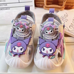 回力紫色库洛米女童凉鞋2024新款儿童运动包头童鞋女孩休闲沙滩鞋
