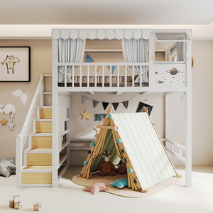 简约小户型省空间铁艺床公寓铁架床高低床复式单上层阁楼床儿童床