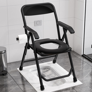 老年人坐便器病人孕妇可折叠不锈钢坐便椅子家用厕所移动马桶凳子