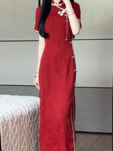 新中式少女旗袍改良红色结婚礼服年轻款2024夏季修身国风气质高端