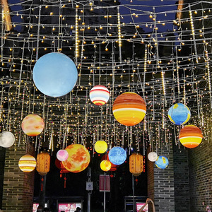 星空球橱窗装饰吊饰幼儿园商场九大行星挂饰店铺商用发光星球道具