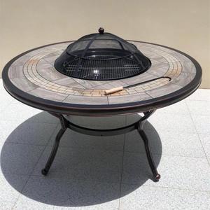 户外铸铝烧烤桌碳烤桌家用无烟电烤炉阳台花园餐桌瓷砖桌休闲厂家