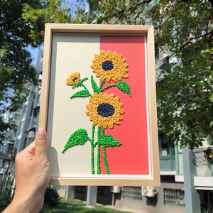 豆子画五谷杂粮儿童手工立体diy粘贴种子画材料包向日葵花朵植物