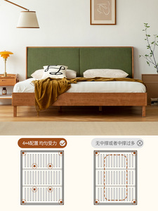 赫尔实木软包床樱桃木日式家具1.5单人床1.8米主卧双人复古床
