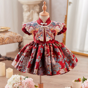 周岁礼服女宝宝中式生日小公主裙旗袍婴儿抓周宴红色国风唐装夏季