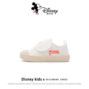 迪士尼草莓熊儿童帆布鞋春夏中小儿童室内防滑低帮厚底洋气小白鞋