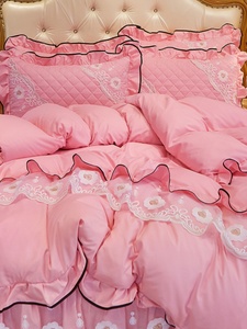 床上用品床裙四件套春夏蕾丝防滑床套单双人床罩被套4件套1.5/1.8