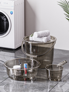 洗衣桶家用大号水桶脸盆水勺套装透明加厚带盖储水桶手提卫生间洗