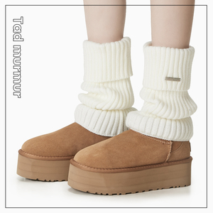 腿套白色针织女款冬季y2k辣妹保暖袜套雪地靴堆堆袜冬季小腿袜子