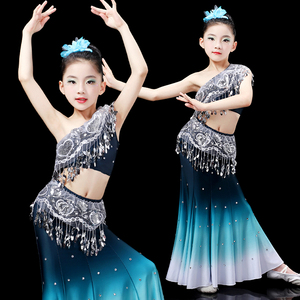 傣族服装儿童女新款夏季舞蹈演出服装云南西双版纳民族表演服套装