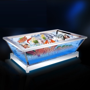 LED灯光自助餐海鲜冰槽酒店餐厅冰台三文鱼生刺身展示柜冰盘商用