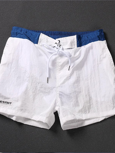 男士白色三分短裤纯色低调简约宽松速干沙滩裤游泳泡温泉可用潮流