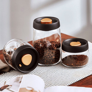厨房透明密封罐抽真空咖啡豆保存罐玻璃储存罐食品防潮保鲜储物罐
